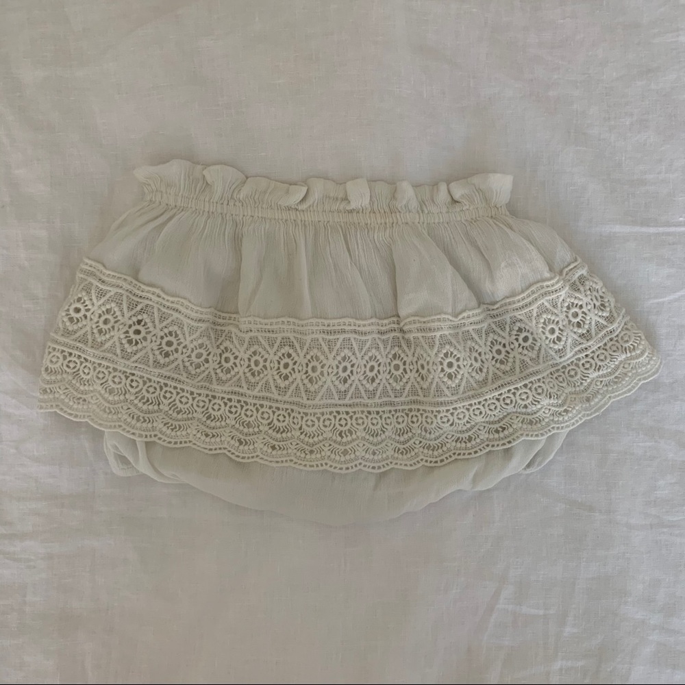 Strapless crochet detail crop top